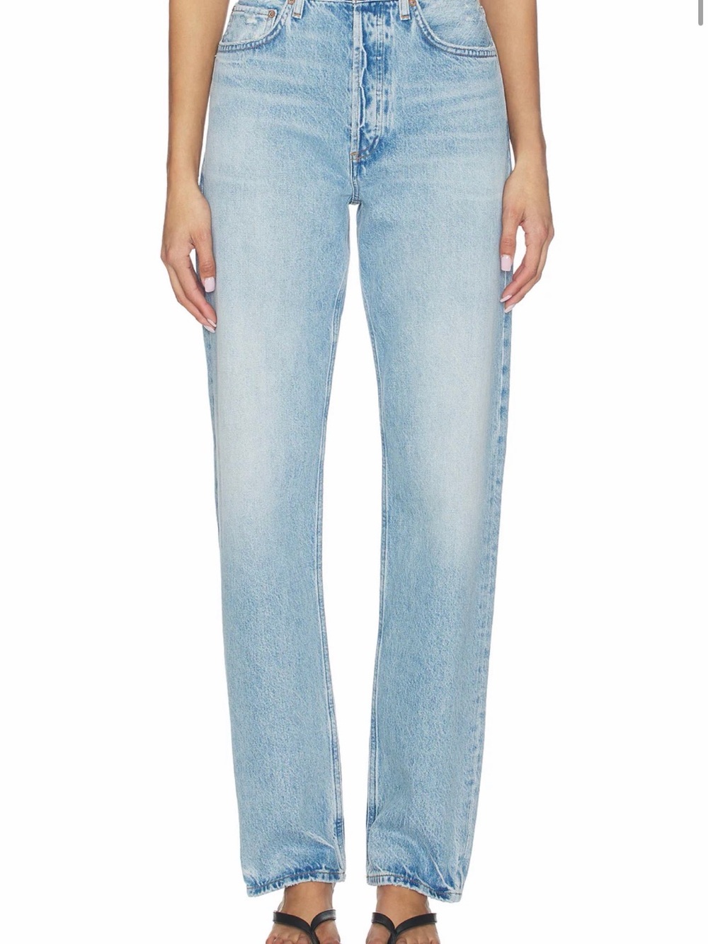 Agolde Light Blue High-Rise Straight Leg Jeans